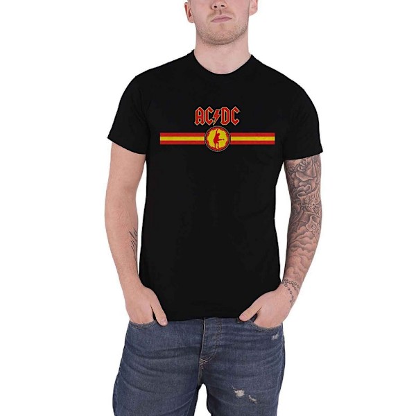 AC/DC Unisex Adult Stripe Logo T-Shirt XL Svart/Röd Black/Red XL