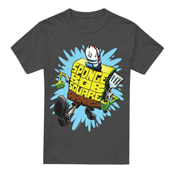 SvampBob Fyrkant Unisex Vuxen Bokstav T-Shirt S Kolgrå Charcoal S