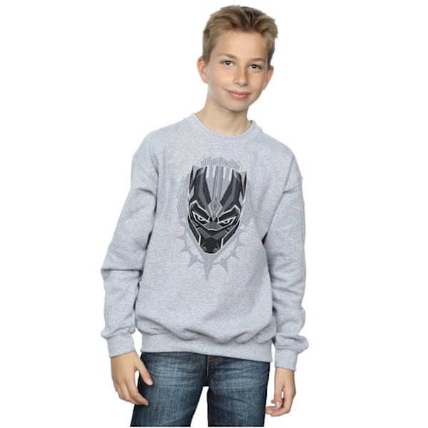 Marvel Boys Black Panther Head Sweatshirt 7-8 år Sports Grey Sports Grey 7-8 Years