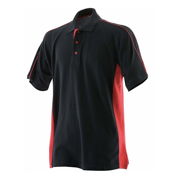 Finden & Hales Herr Bomull Pique Sports Polo Shirt 3XL Svart/Röd Black/Red 3XL