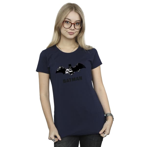 DC Comics Dam Batman Black Stare Logo T-shirt i bomull Navy Blue S