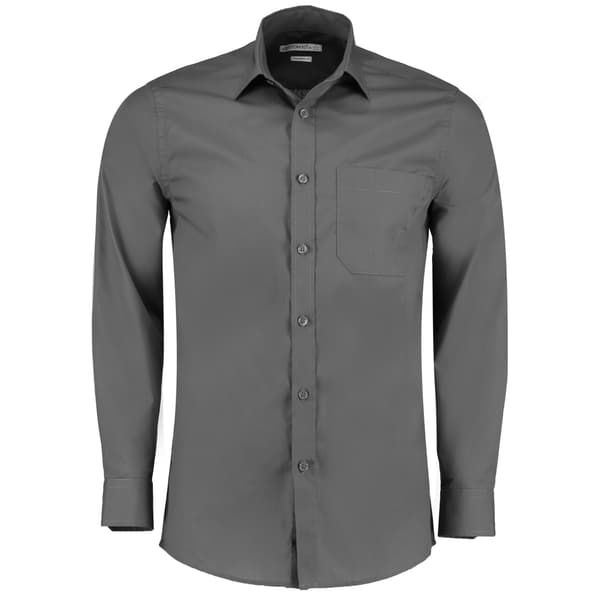 Kustom Kit Herr Långärmad Poplin Skjorta 21 Grafit Graphite 21