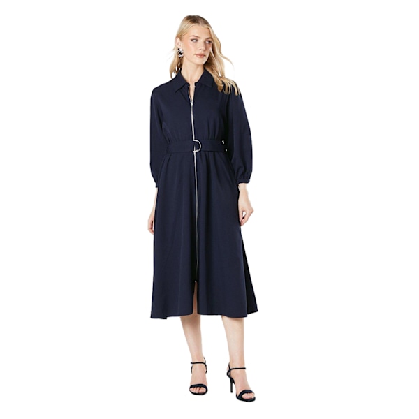 Principles Dam/Dam Chunky Zip Front Midi Klänning 18 UK Marinblå Navy 18 UK