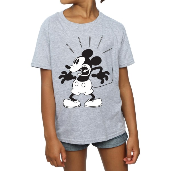 Disney Girls Mickey Mouse Scared Bomull T-shirt 7-8 År Sport Sports Grey 7-8 Years