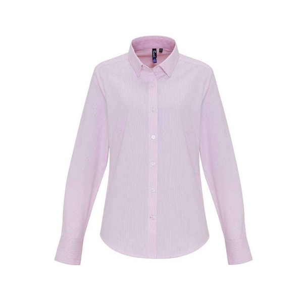 Premier Dam/Dam Striped Oxford Långärmad formell skjorta White/Pink M