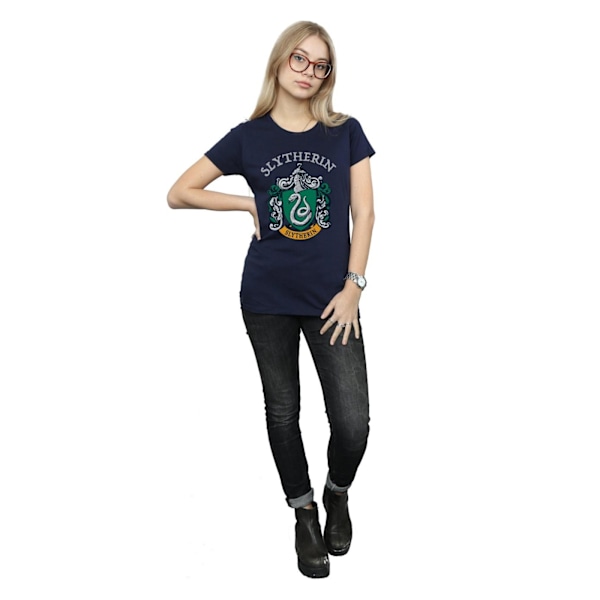Harry Potter Dam/Kvinnor Slytherin Crest Bomull T-shirt M Nav Navy Blue M