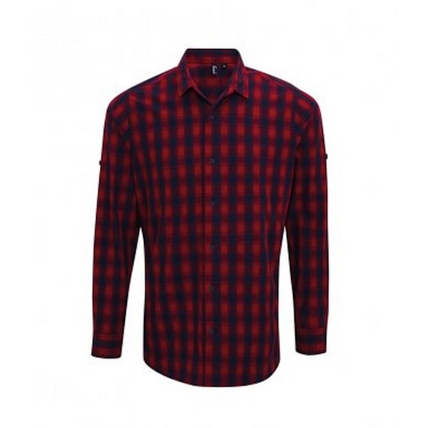 Premier Herr Mulligan Check Långärmad Skjorta L Röd/Marinblå Red/Navy L