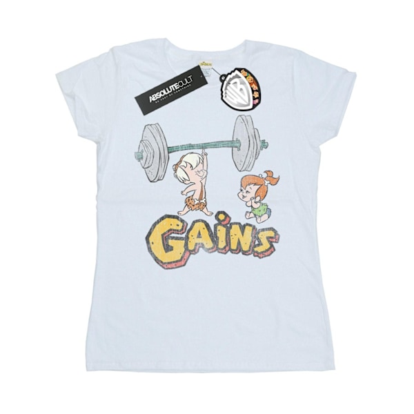 The Flintstones Dam/Kvinnor Bam Bam Gains Distressed Bomull T-shirt White M