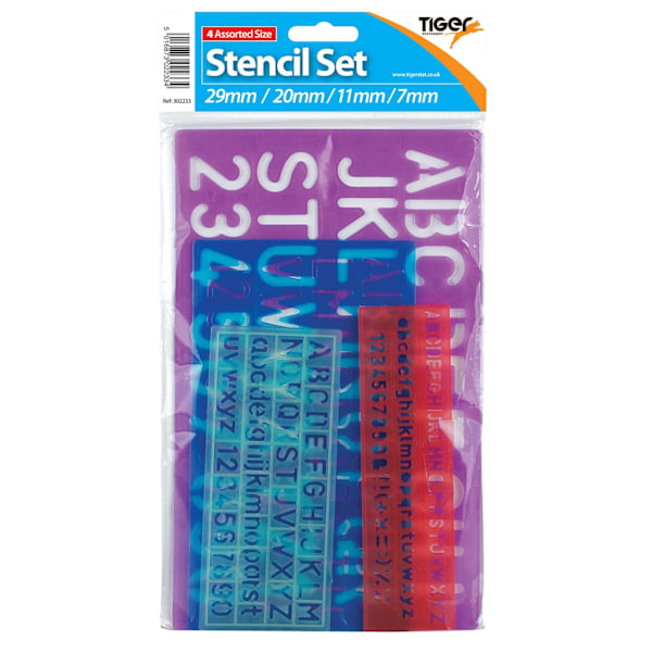 Tiger Stationery Stencil Set (4-pack) En Storlek Flerfärgad Multicoloured One Size