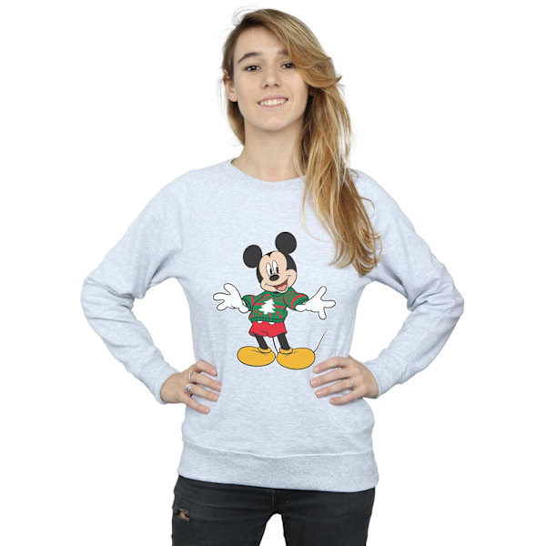 Disney Dam/Kvinnor Musse Pigg Jultröja Stroke Sweat Sports Grey XL