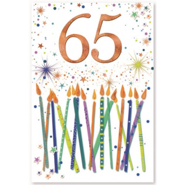 Simon Elvin Candle 65:e födelsedag gratulationskort (paket med 6) Ett White/Multicoloured One Size