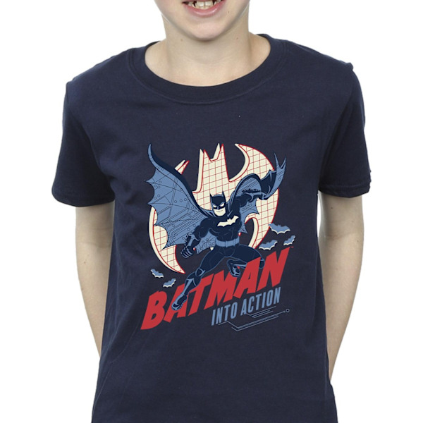 DC Comics Boys Batman Into Action T-shirt 3-4 år Marinblå Navy Blue 3-4 Years