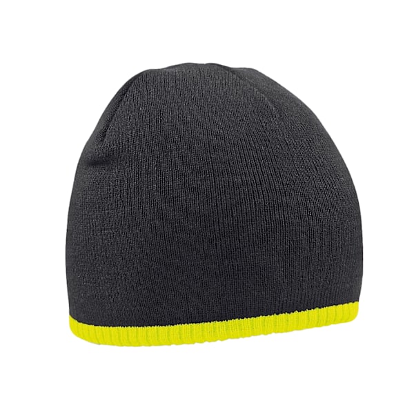 Beechfield Tvåfärgad Pull-On Beanie En Storlek Svart/Fluorescerande Gul Black/Fluorescent Yellow One Size