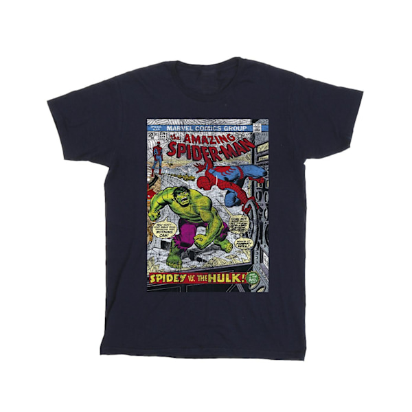 Marvel Girls Spider-Man VS Hulk Cover Bomull T-shirt 7-8 år Navy Blue 7-8 Years