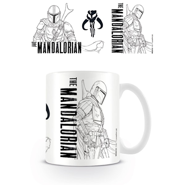 Star Wars: The Mandalorian Line Art Mug En Storlek Vit White One Size