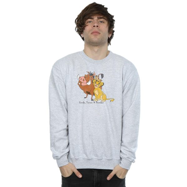 Disney Classic Simba, Timon och Pumbaa Sweatshirt XL Heath för män Heather Grey XL