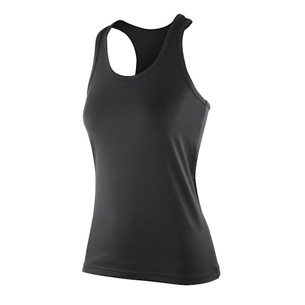 Spiro Womens/Ladies Softex Stretch Fitness Sleeveless Vest Top Black XL