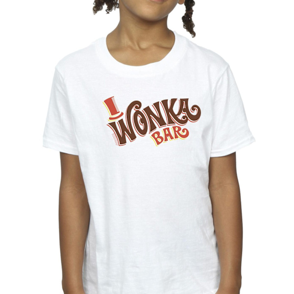 Willy Wonka Girls Bar Logo Bomull T-shirt 12-13 år Vit White 12-13 Years
