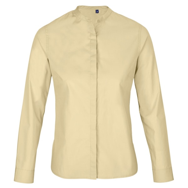 NEOBLU Dam/Kvinnor Poplin Bart Mao Krage Långärmad Skjorta Beige 14 UK - 16 UK