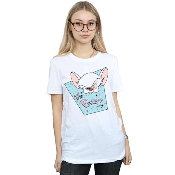 Animaniacs Dam/Damer The Brain Mugshot Bomull Boyfriend T-S White M