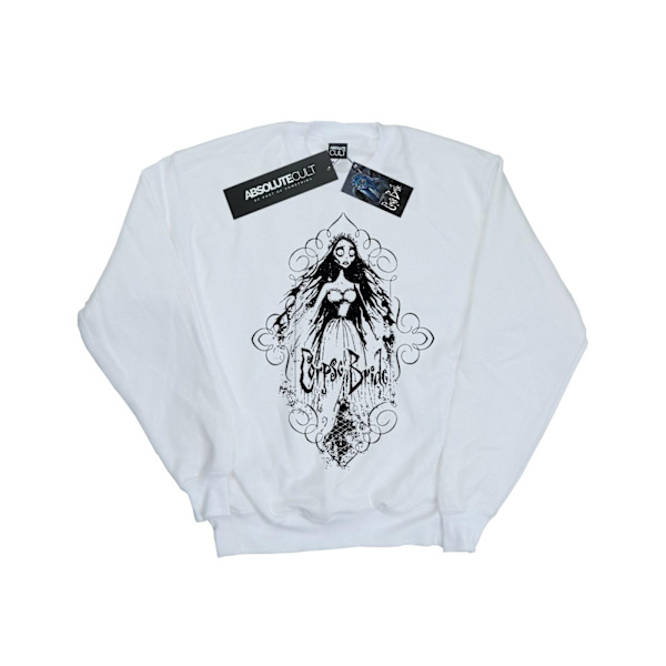 Corpse Bride Flickor Skissad Brud Sweatshirt 3-4 År Vit White 3-4 Years