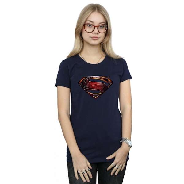 Superman Dam/Dam T-shirt i bomull med logotyp S Marinblå Navy Blue S