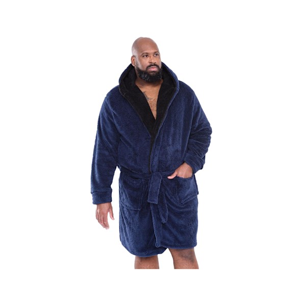 Duke Herrarnas D555 Newquay Huvad Kingsize Morgonrock 3XL Marinblå Navy 3XL