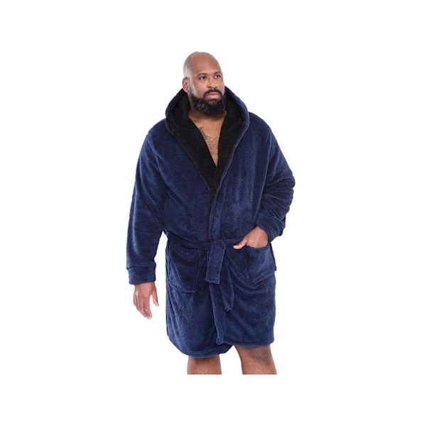 Duke Herrarnas D555 Newquay Huvad Kingsize Morgonrock 4XL Marinblå Navy 4XL