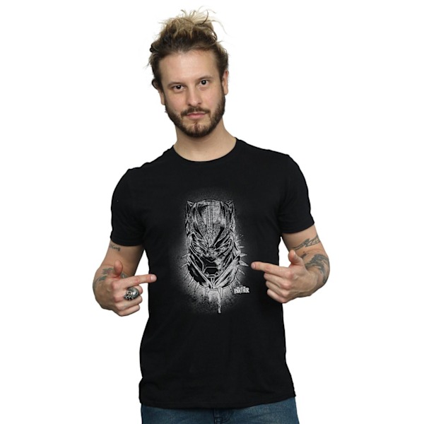 Marvel Herr Svart Panter Spray Headshot T-shirt L Svart Black L