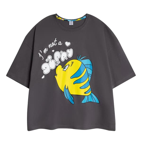 Den lilla sjöjungfrun Dam/Dam Flounder Kortärmad Lång Pyjamas Grey/Blue S