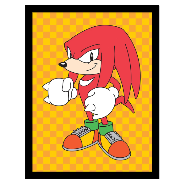 Sonic The Hedgehog Knuckles inramad affisch 40cm x 30cm Gul/Mu Yellow/Multicoloured 40cm x 30cm