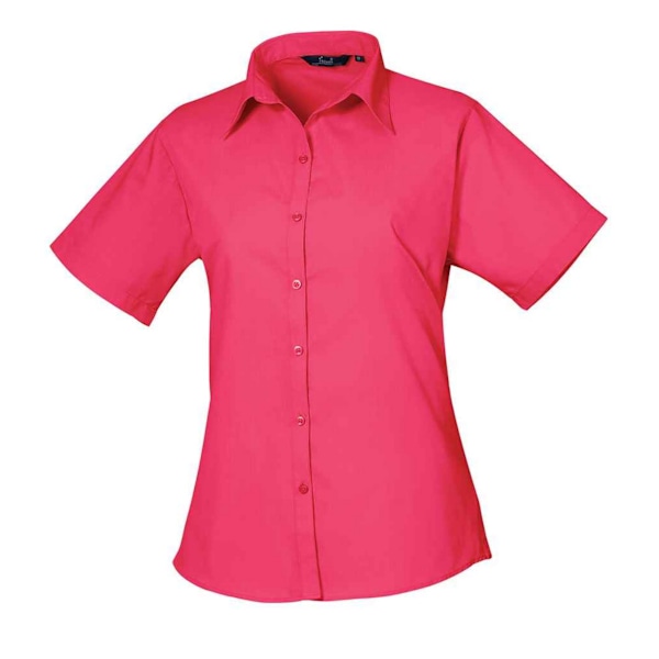 Premier Dam/Dam Poplin Kortärmad Blus 22 UK Hot Pink Hot Pink 22 UK