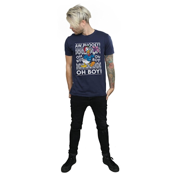 Disney Herr Donald Duck Jul Fair Isle T-shirt XXL Marinblå Navy Blue XXL