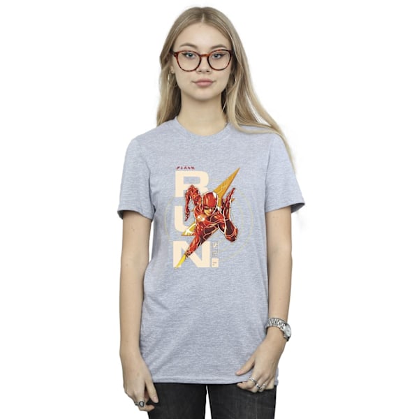 DC Comics Dam/Kvinnor The Flash Run Bomull Boyfriend T-shirt Sports Grey XXL