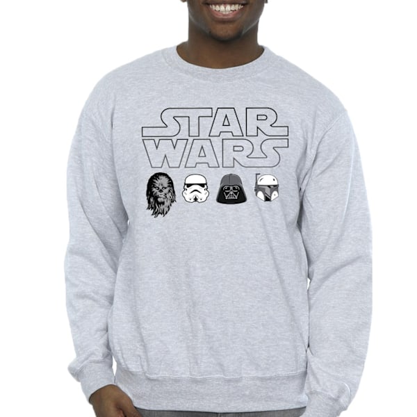 Star Wars Herr Sweatshirt med Karaktärs Huvuden XXL Sports Grey Sports Grey XXL