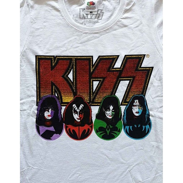 Kiss Dam/Damer Logotyp, Ansikten & Ikoner Bomull T-shirt L Vit White L