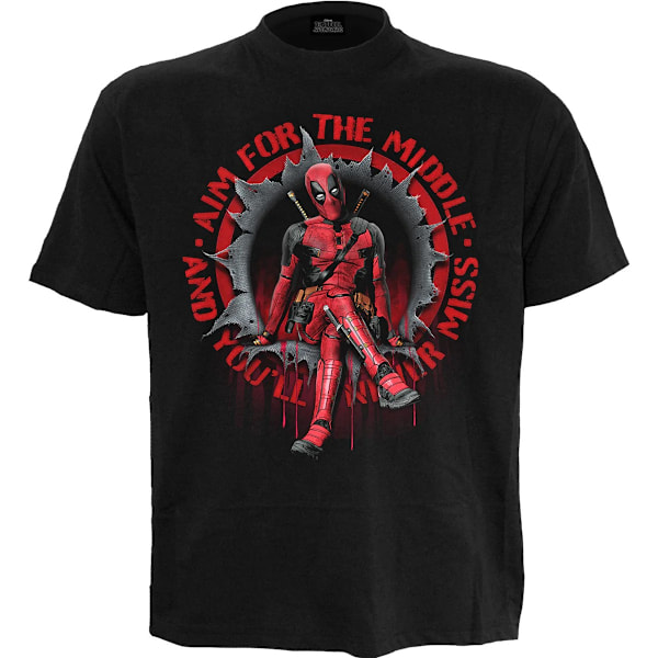 Spiral Direct Unisex Adult Aim For The Middle Deadpool T-Shirt Black M