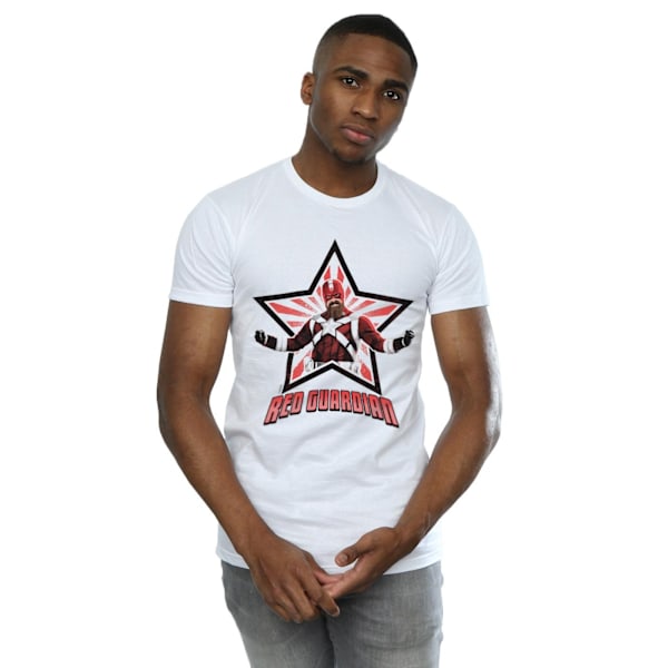 Marvel Mens Black Widow Movie Red Guardian Star T-Shirt L Vit White L