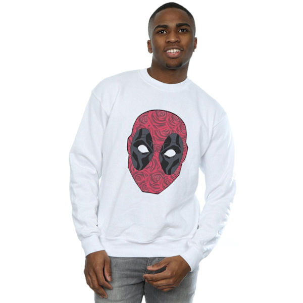 Marvel Deadpool Huvud Av Rosor Sweatshirt 4XL Vit White 4XL