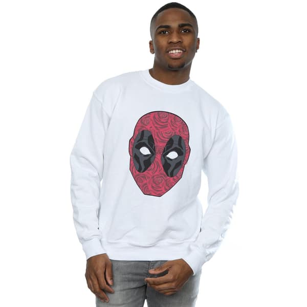 Marvel Herr Deadpool Huvud Av Rosor Sweatshirt 3XL Vit White 3XL