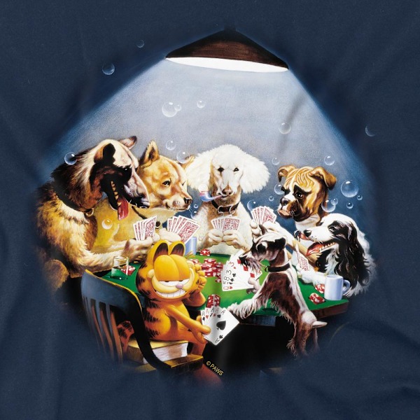 Garfield Herr Spelar Med Stora Hundar T-Shirt 5XL Marinblå Navy 5XL