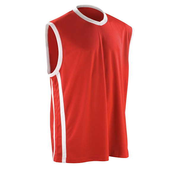 Spiro Herr Basket Quick Dry Ärmlös Topp 2XL Röd / Vit Red / White 2XL