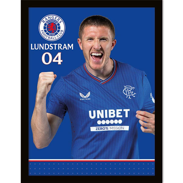 Rangers FC Lundstram inramad poster 40cm x 30cm kungligt blå/svart Royal Blue/Black 40cm x 30cm