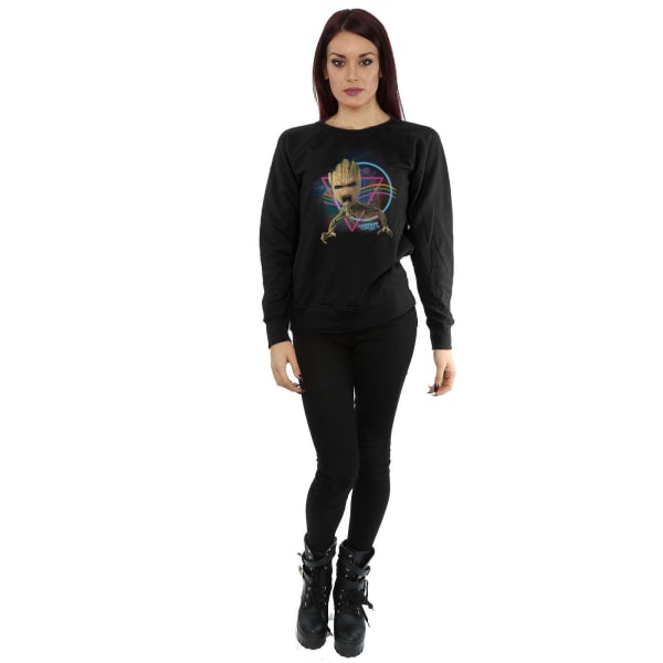 Marvel Dam/Kvinnor Guardians Of The Galaxy Neon Groot Sweatshirt Black S