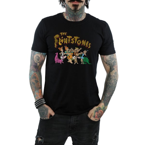 The Flintstones Mens Group Distressed T-Shirt M Svart Black M