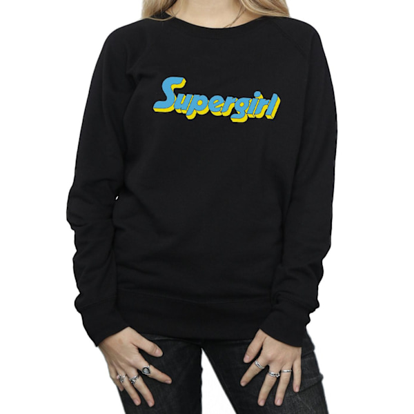 DC Comics Dam/Kvinnor Supergirl Text Logo Sweatshirt XL Svart Black XL