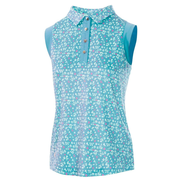 Island Green Dam/Dam Floral Ärmlös Golf Pikétröja M Aqua/White M