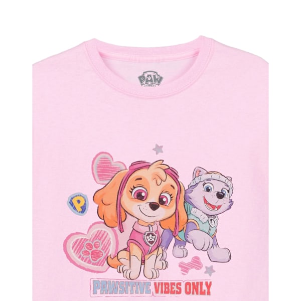 Paw Patrol Girls Pawsitive Vibes Only T-Shirt 7-8 år Rosa Pink 7-8 Years
