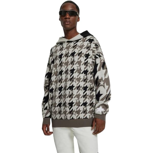 Boss Herr Houndstooth Oversized Hoodie L Beige Beige L