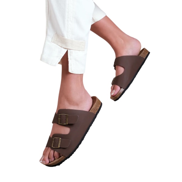 Where's That From Dam/Damer Willow Nubuck Spänne Detalj Fla Brown 5 UK